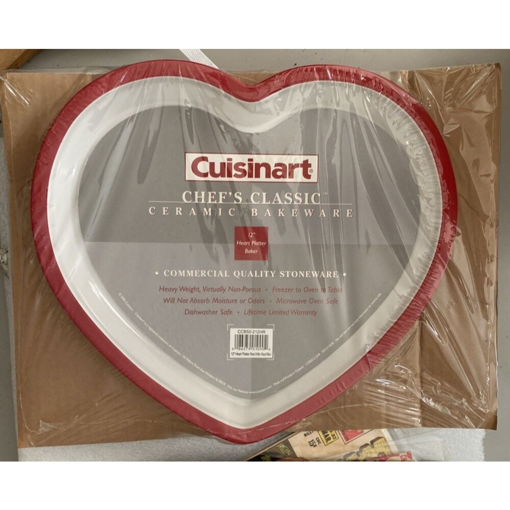 Cuisinart Chefs Classic Ceramic Bakeware 12" Heart Platter Baker Stoneware Red